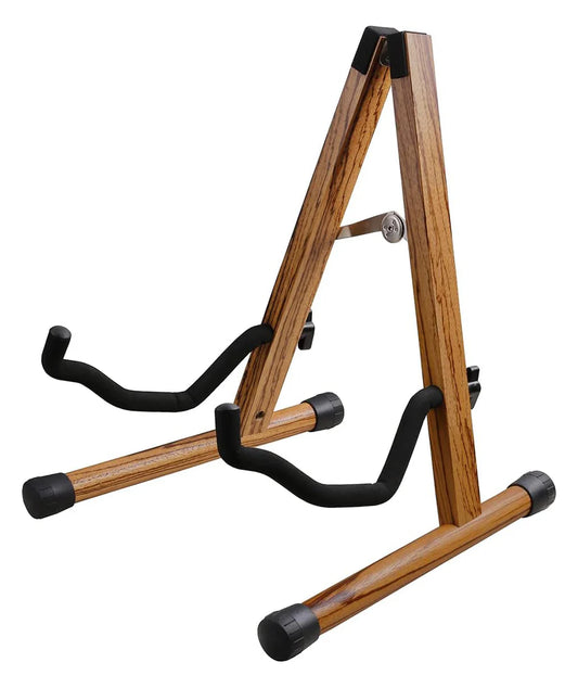5Core Guitar Stand Floor Wooden A-Frame Folding Guitar Holder W Secure Lock & Soft Padding 2Pcs
