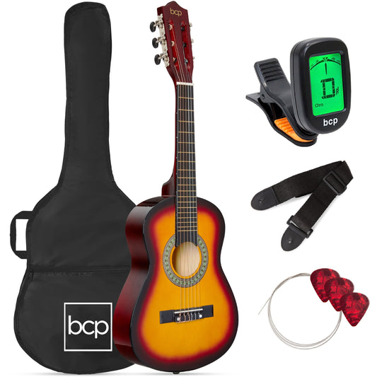 30In Kids Acoustic Guitar Beginner Starter Kit with Tuner, Strap, Case, Strings - Sunburst